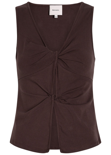 REFORMATION-Tefi knotted stretch-cotton top