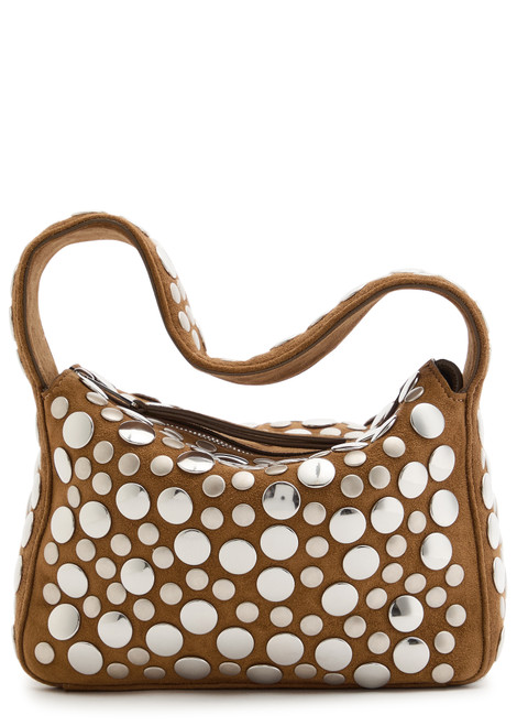 KHAITE-Elena small studded suede top handle bag