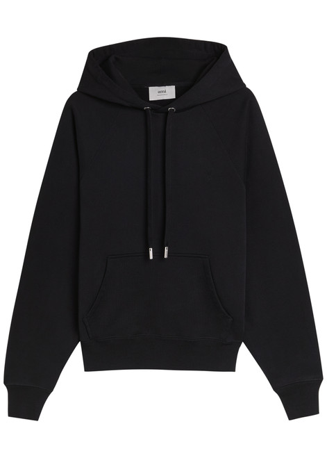 AMI PARIS-Embossed logo hooded cotton sweatshirt
