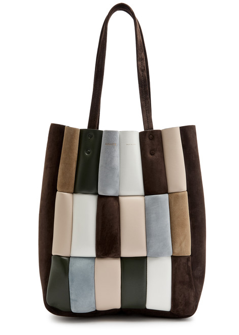 KHAITE-Zoe Patchwork leather and suede tote bag 