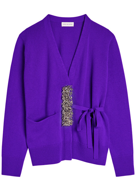 DRIES VAN NOTEN Tiah embellished cashmere wrap cardigan | Harvey