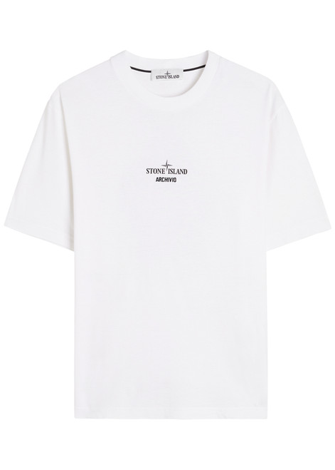 STONE ISLAND-Archivo logo-printed cotton T-shirt
