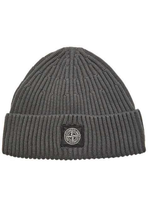 STONE ISLAND-Logo-appliquéd wool beanie
