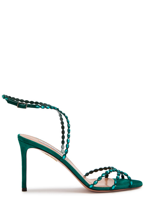 AQUAZZURA-Love Struck 85 embellished suede sandals