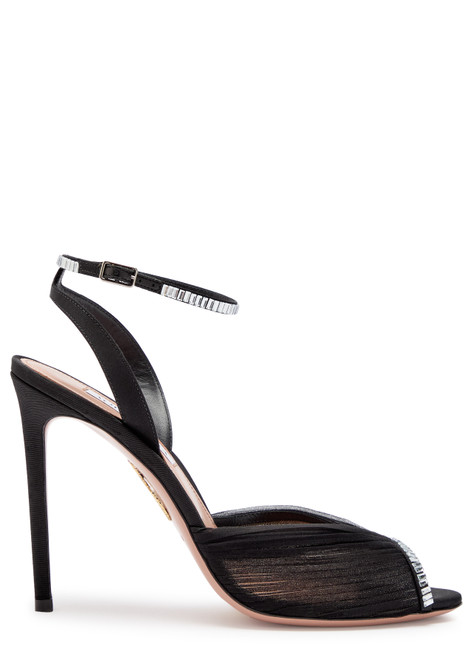 AQUAZZURA-Be Mine 105 crystal-embellished faille sandals