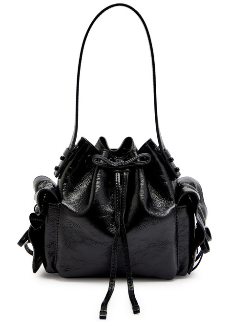 ACNE STUDIOS-Multipocket mini crinkled leather bucket bag