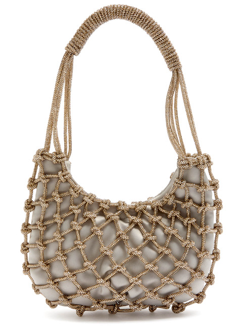 ROSANTICA-Mini Nodi crystal-embellished satin shoulder bag 
