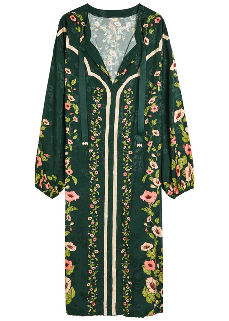 Zircón Mosquetero floral-print linen midi kaftan