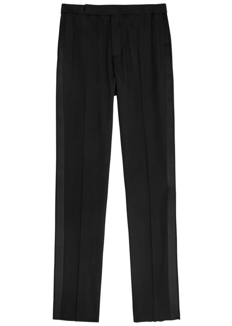 SAINT LAURENT-Satin and wool slim-leg trousers
