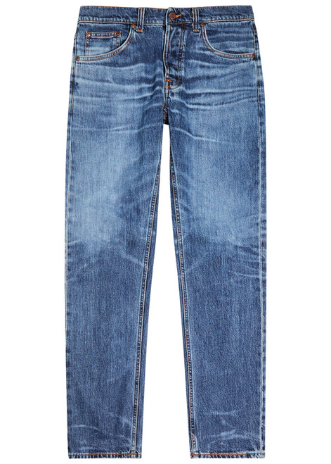 NUDIE JEANS-Solid Ollie slim straight-leg jeans 