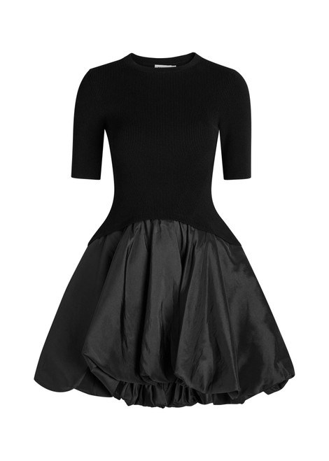 SIMKHAI-Kenny ribbed-knit and shell mini dress