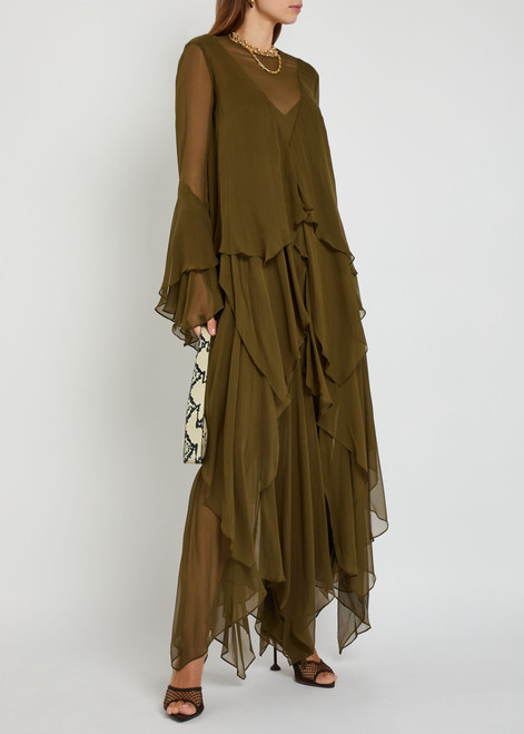 Memento tiered silk-chiffon maxi dress