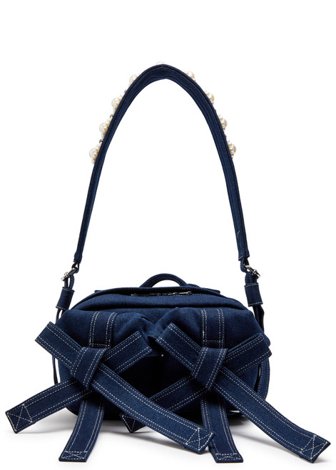 SIMONE ROCHA-Bow embellished denim cross-body bag