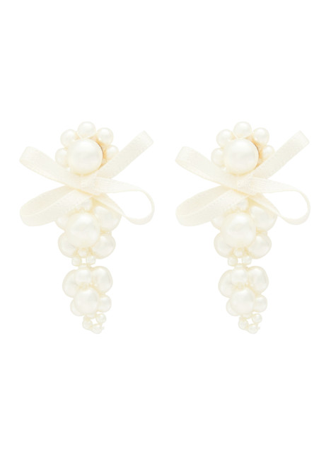 SIMONE ROCHA-Petite Bow faux pearl-embellished earrings