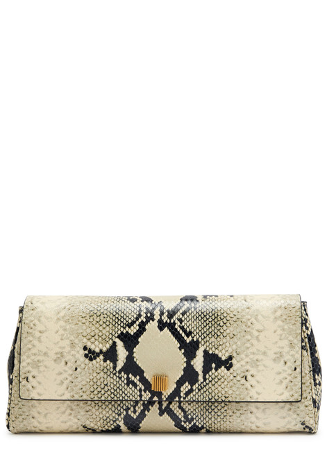 KHAITE-Audrey python-effect leather clutch