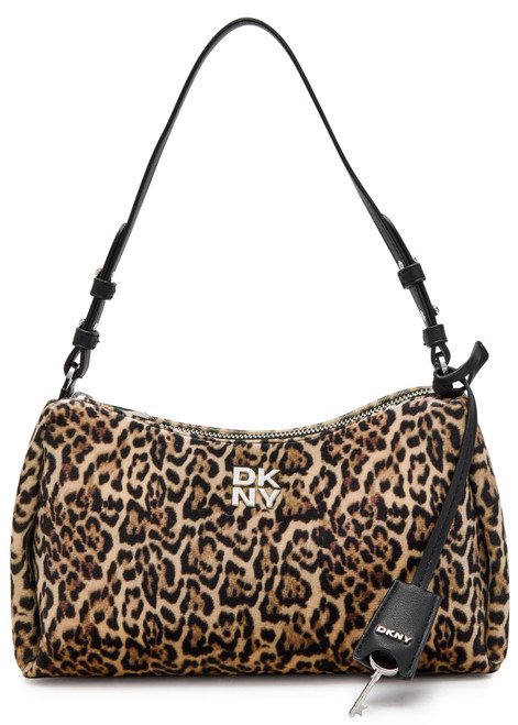 DKNY-Remy leopard print velvet shoulder bag