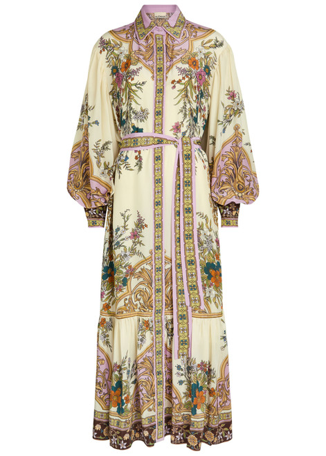 ALEMAIS-Antoinette floral-print chiffon maxi shirt dress