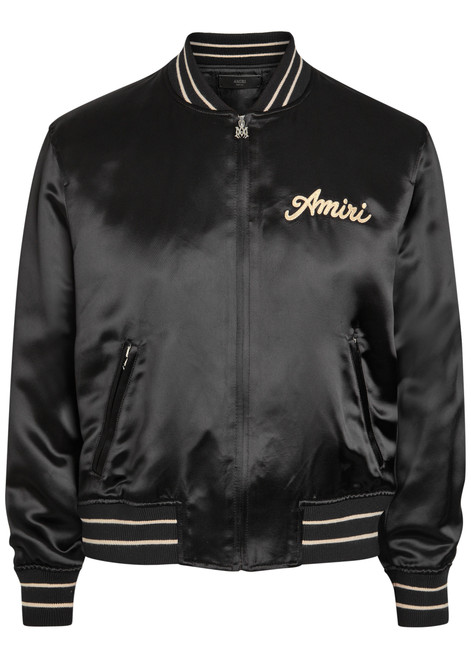 AMIRI-Club Amiri logo-embroidered satin bomber jacket