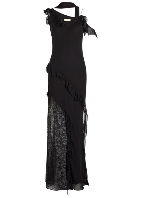 DE LA VALI-Leste lace-embellished georgette maxi dress