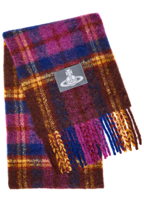 VIVIENNE WESTWOOD-Plaid alpaca-blend scarf
