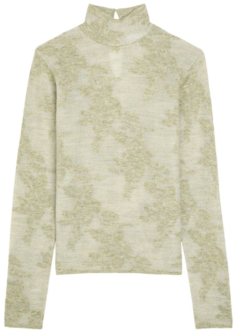 GANNI-Floral-intarsia semi-sheer knit top