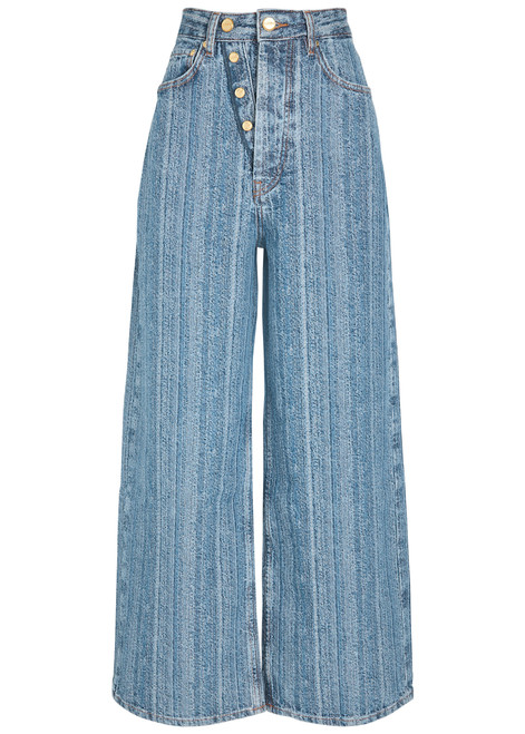 GANNI-Stripe wide-leg jeans