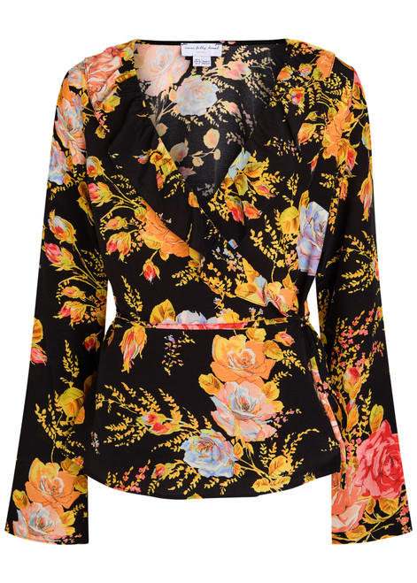 NEVER FULLY DRESSED-Floral-print chiffon wrap top