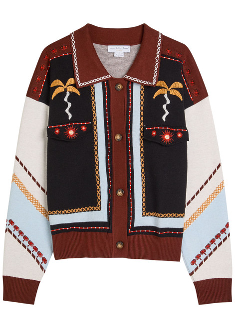 NEVER FULLY DRESSED-Embroidered knit cardigan