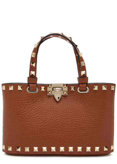 VALENTINO GARAVANI-Rockstud mini grained leather top handle bag