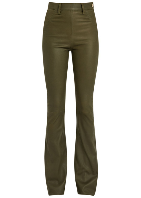 SKIIM-Brigitta slim flared-leg stretch-suede and leather trousers
