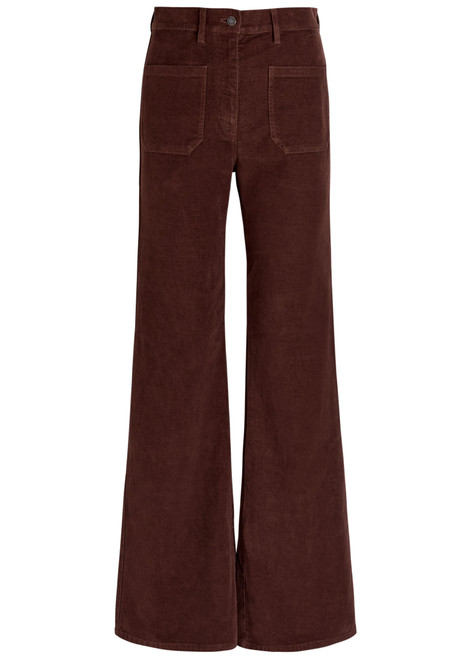 NILI LOTAN-Florence flared-leg brushed stretch-cotton trousers