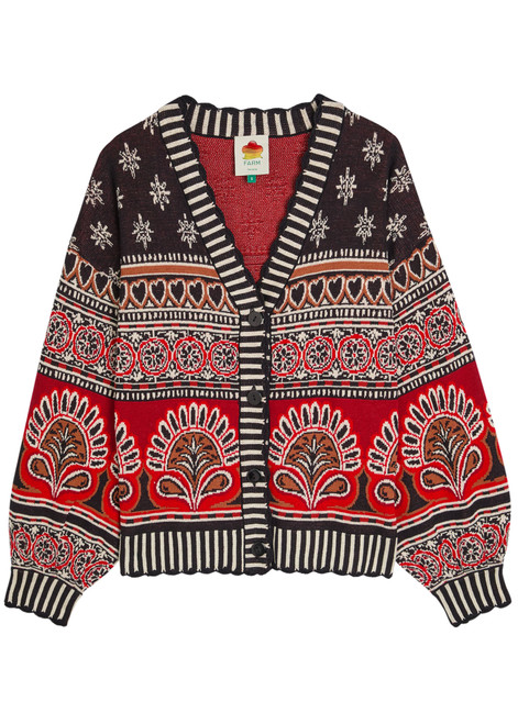 FARM RIO-Ainika Groove patterned cotton cardigan