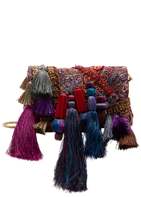DRIES VAN NOTEN-Envelope embroidered woven clutch