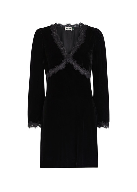 RIXO-Macie lace-embellished velvet mini dress