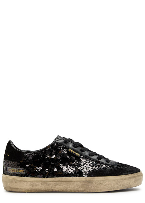 GOLDEN GOOSE-Soul Star sequin-embellished leather sneakers