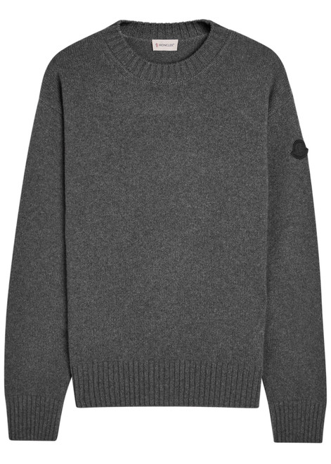 MONCLER-Logo-appliqué wool and cashmere-blend jumper