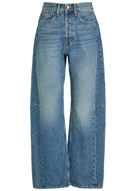B SIDES-Slim Lasso structured barrel-leg jeans