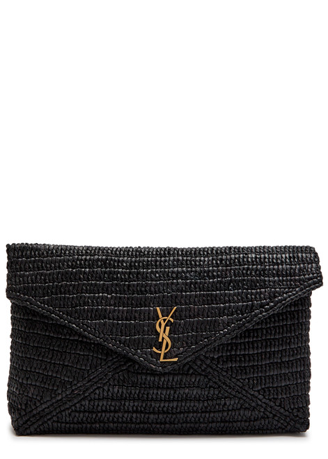 SAINT LAURENT-Envelope raffia pouch