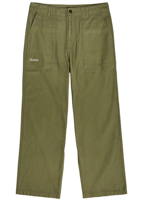 MALBON-Braxton logo-embroidered cotton trousers