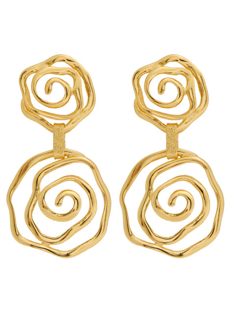 LYNYER-Floral Vortex 24kt gold-plated drop earrings
