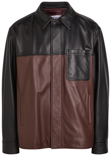 LOEWE-Colour-block leather overshirt