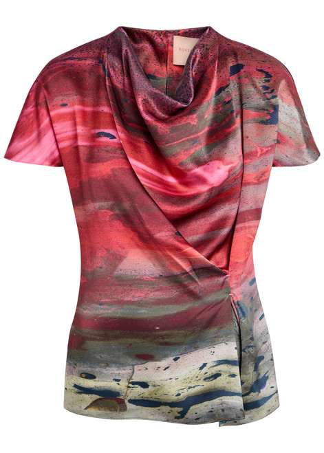 ROKSANDA-Zua printed draped silk top