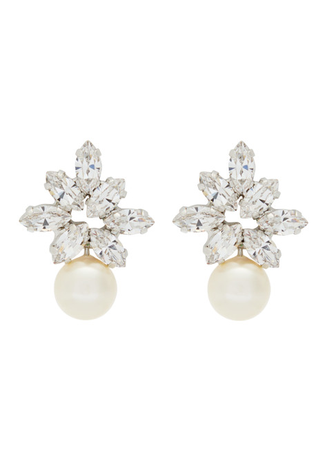 JENNIFER BEHR-Liza crystal-embellished rhodium-plated drop earrings