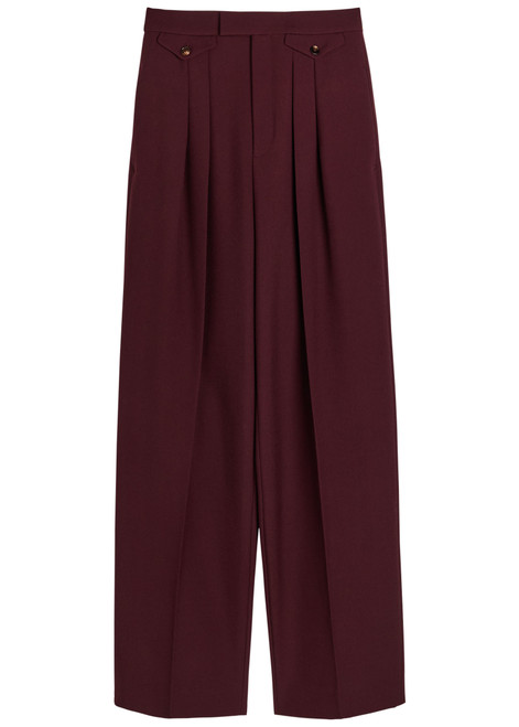 CHLOE-Pleated straight-leg wool trousers