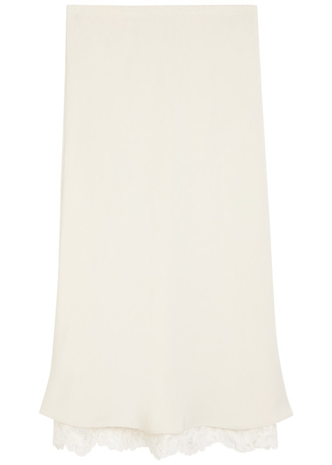 MARIA MCMANUS-Lace-hem satin-twill midi skirt