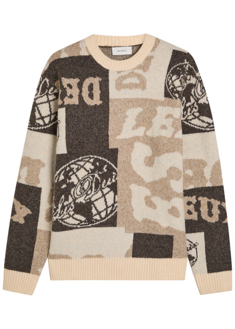 Globe jacquard knit jumper