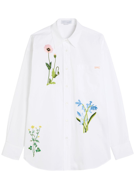 STELLA MCCARTNEY-Floral-embroidered cotton-poplin shirt