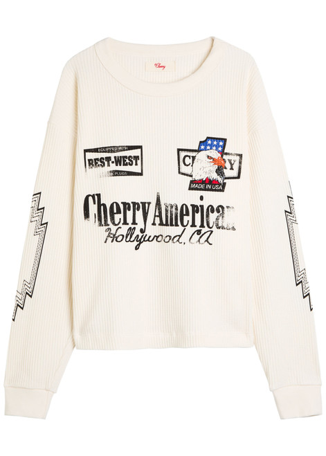 CHERRY LOS ANGELES-Best West Thermal printed waffle T-shirt