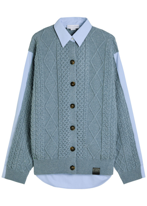 STELLA MCCARTNEY-Cardigan-effect wool and cotton-poplin shirt