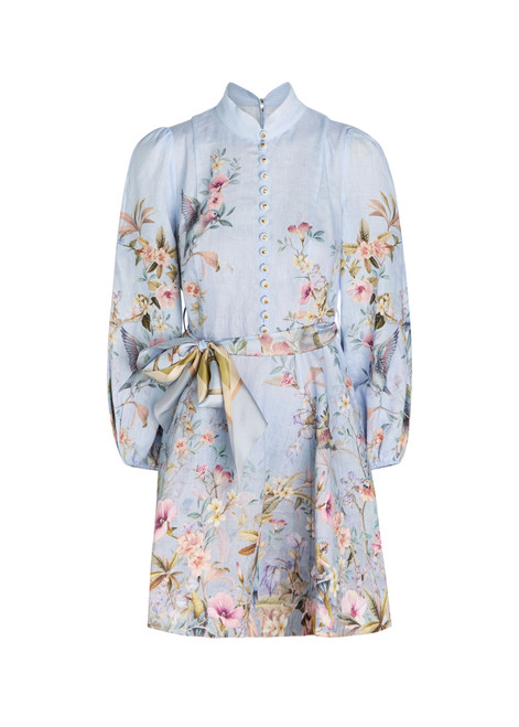 ZIMMERMANN-Rebellion floral belted linen mini dress